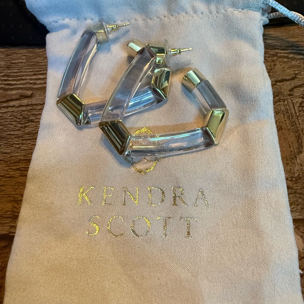 Kendra Scott Gold and Clear Hoop Earrings